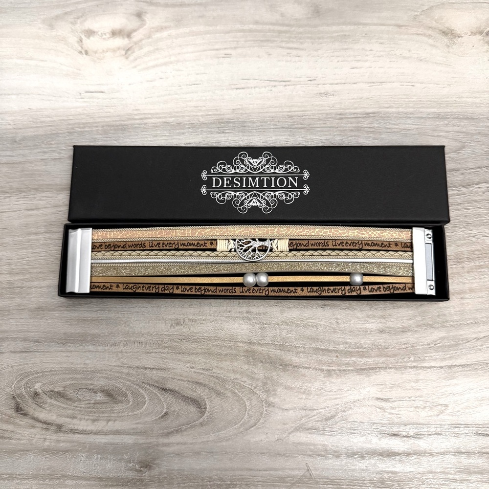 Brown and Silver Magnetic Desimtion Bracelet